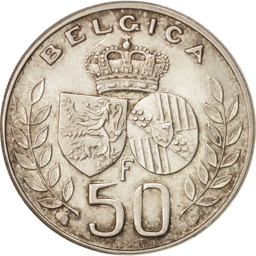Belgio, 50 Francs, 50 Frank, 1960, BB+, Argento, KM:152.1
