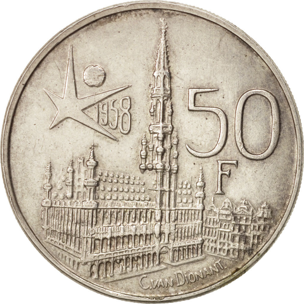 Moneta, Belgio, 50 Francs, 50 Frank, 1958, BB+, Argento, KM:150.1