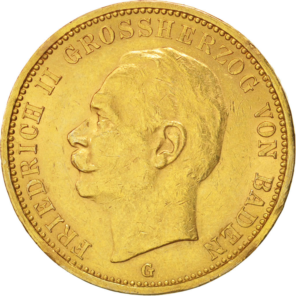 Etats allemands, BADEN, Friedrich II, 20 Mark, 1911, Stuttgart, TTB+, Or, KM:284