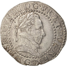 France, Henri III, Demi franc au col plat, 1587, Poitiers, TTB+, Sombart:4716