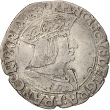 France, François Ier, Demi Teston 13th type, Lyon, EF(40-45),Silver,Duplessy:811