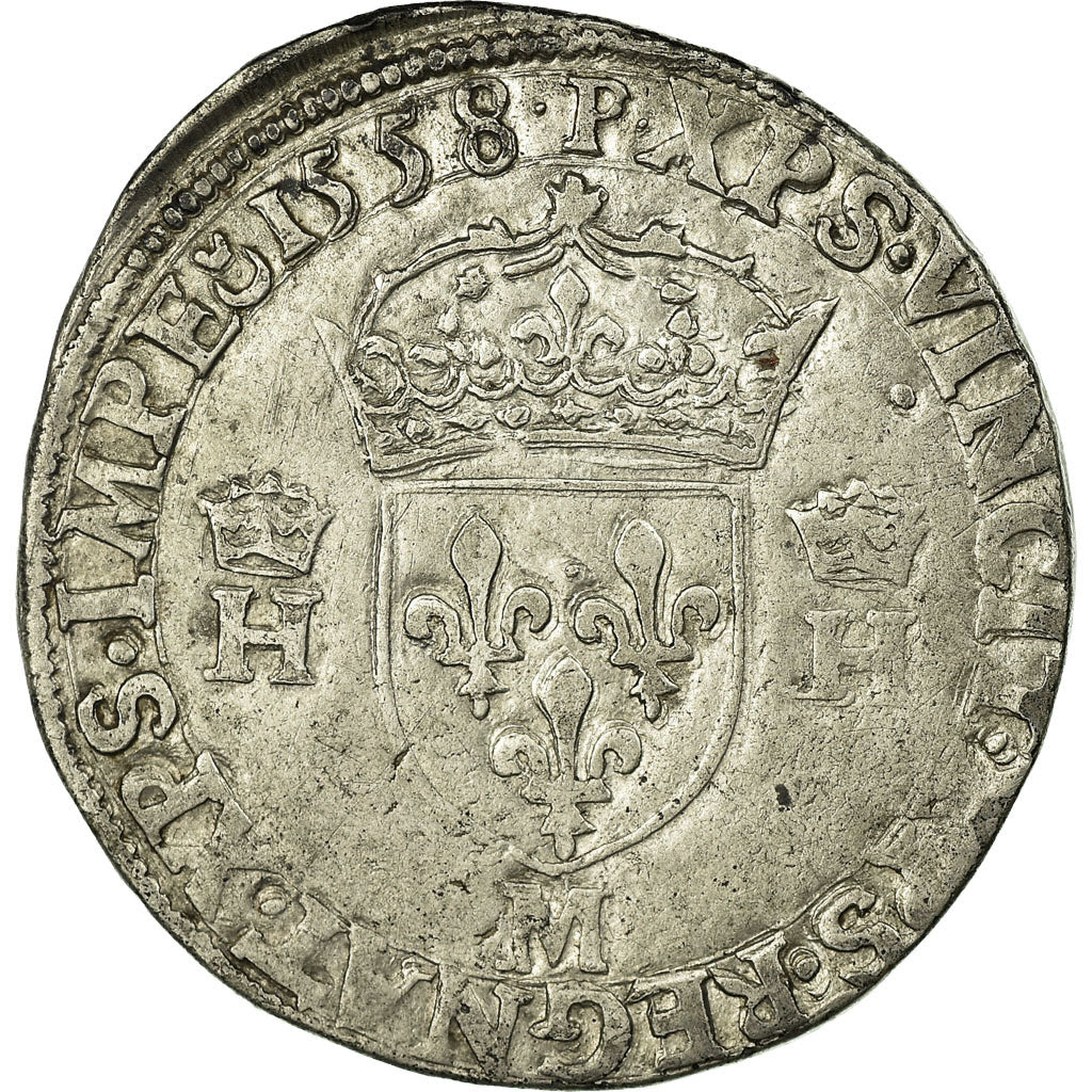 Monnaie, France, Henri II, Teston, 1558, Toulouse, TTB+, Argent, Sombart:4572
