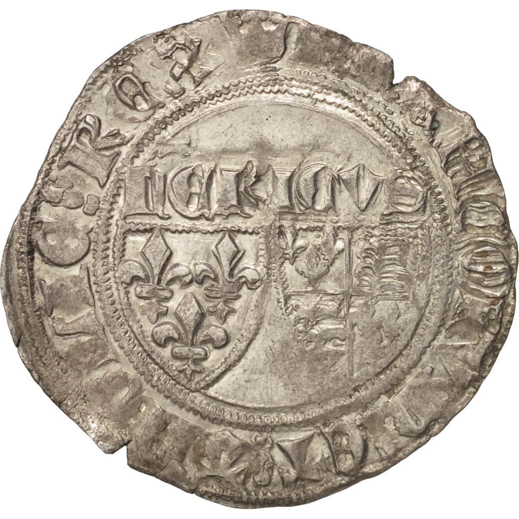 France, Henri VI de Lancastre, Blanc aux Écus, Paris, EF(40-45), Billon