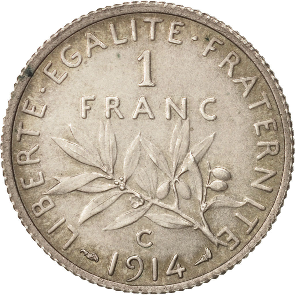 Coin, France, Semeuse, Franc, 1914, Castelsarrasin, MS(60-62), Silver, KM:844.2