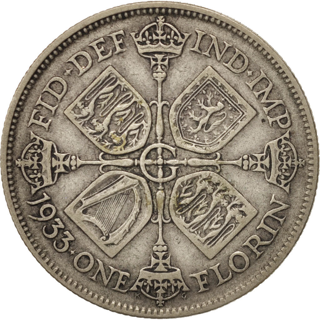 Grande-Bretagne, George V, Florin, Two Shillings, 1933, TB+, Argent, KM:834