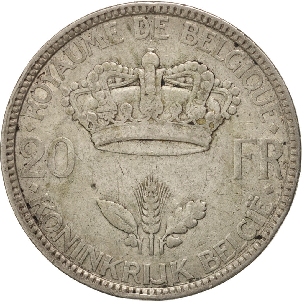 Belgium, 20 Francs, 20 Frank, 1935, EF(40-45), Silver, KM:105