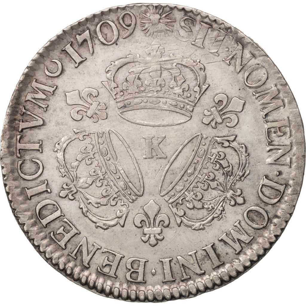 France, Louis XIV, Écu aux 3 couronnes, 1709, Bordeaux, EF(40-45), KM 386.9