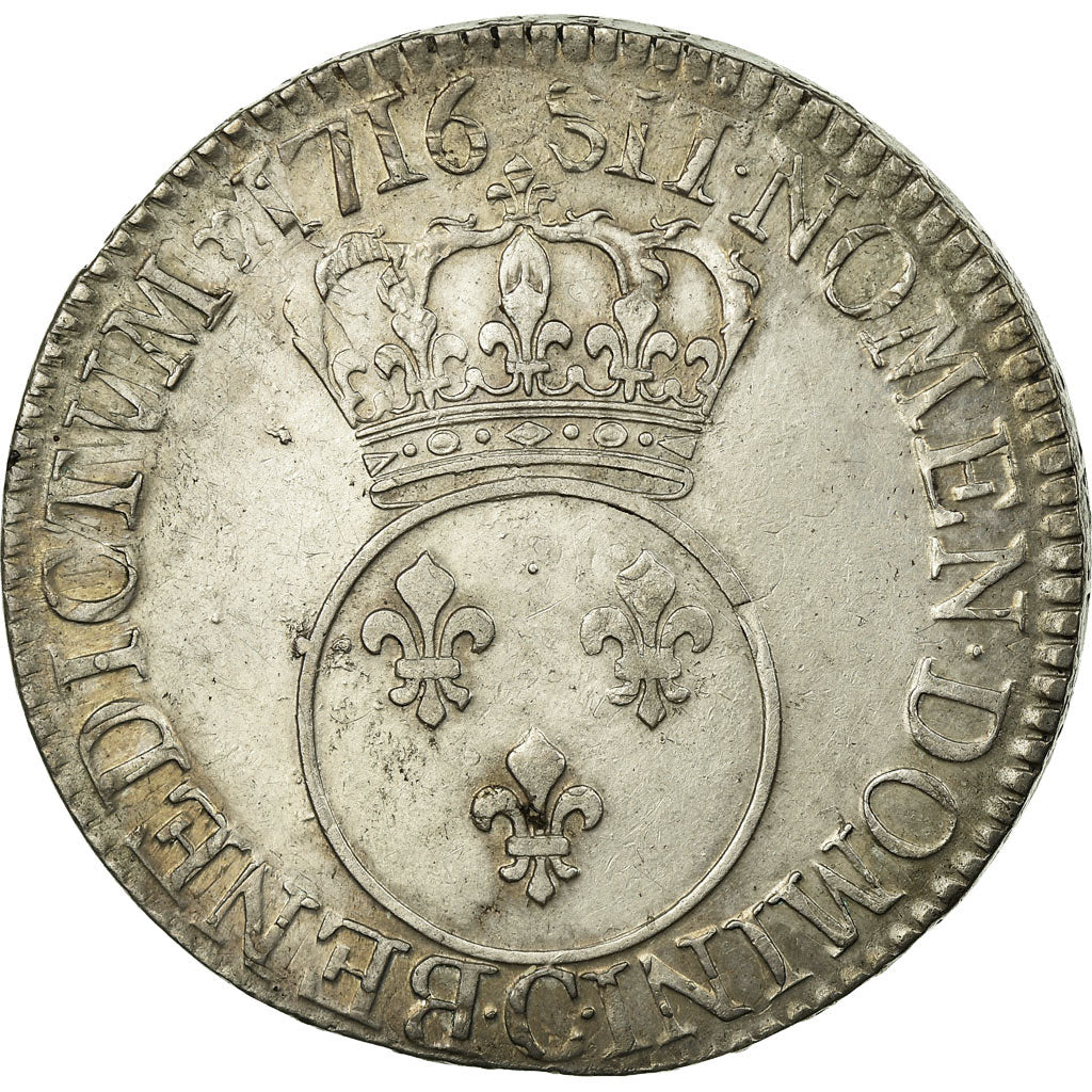 Coin, France, Louis XV, Écu Vertugadin, Ecu, 1716, Caen, EF(40-45), Silver