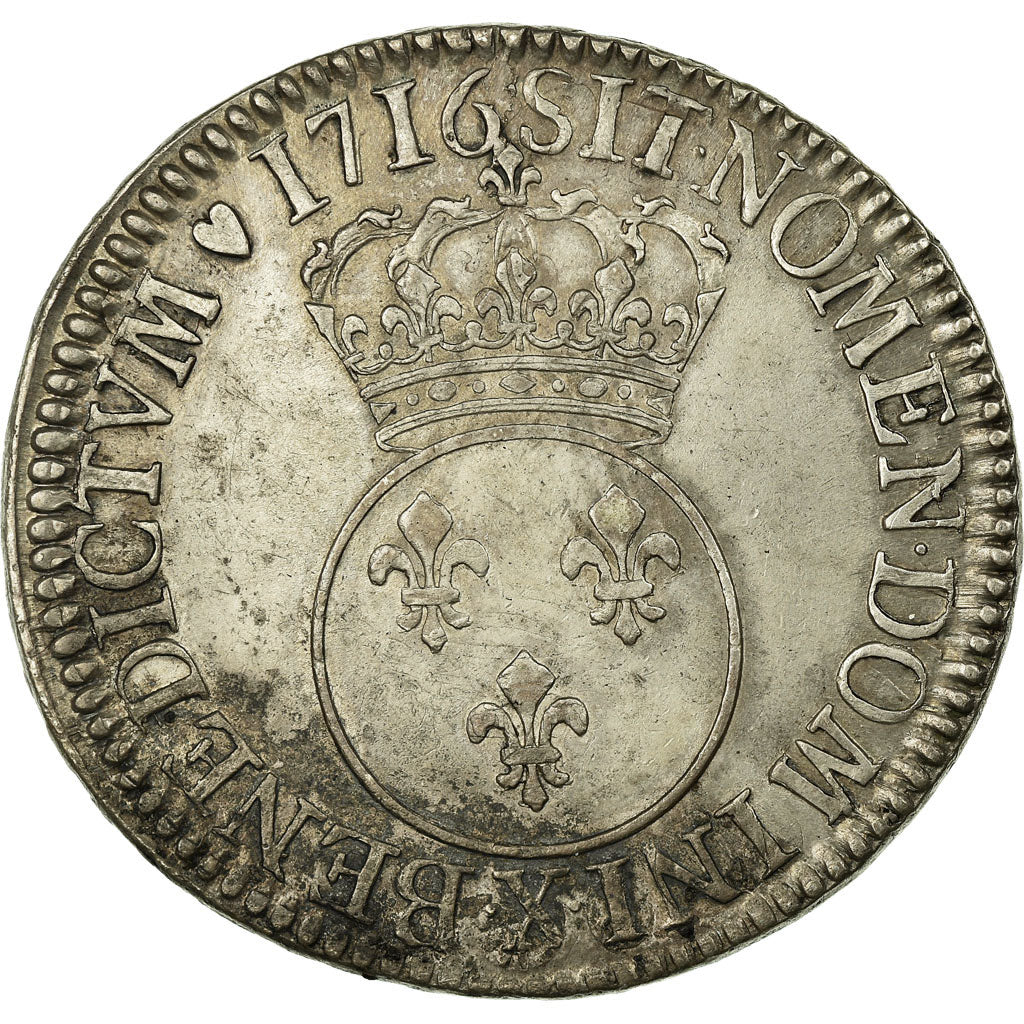 Monnaie, France, Louis XV, Écu Vertugadin, Ecu, 1716, Amiens, TTB, Argent