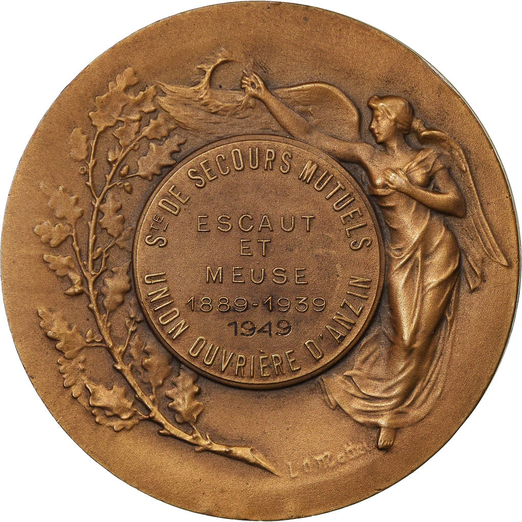 France, Medal, Société de Secours Mutuels, Union Ouvrière d'Anzin, 1949