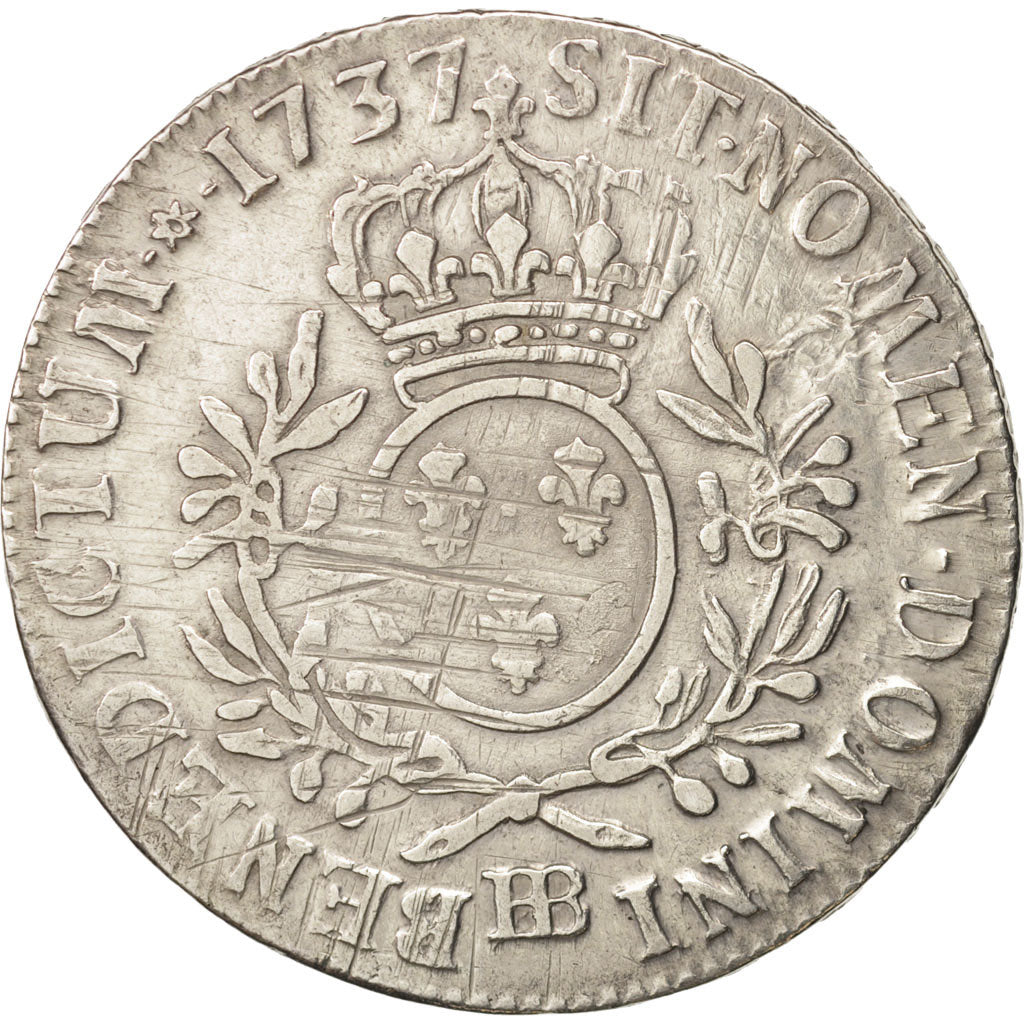 Moneta, Francia, Louis XV, Écu aux branches d'olivier, Ecu, 1737, Strasbourg