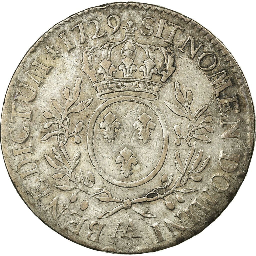 Coin, France, Louis XV, Écu aux branches d'olivier, Ecu, 1729, Metz, VF(20-25)