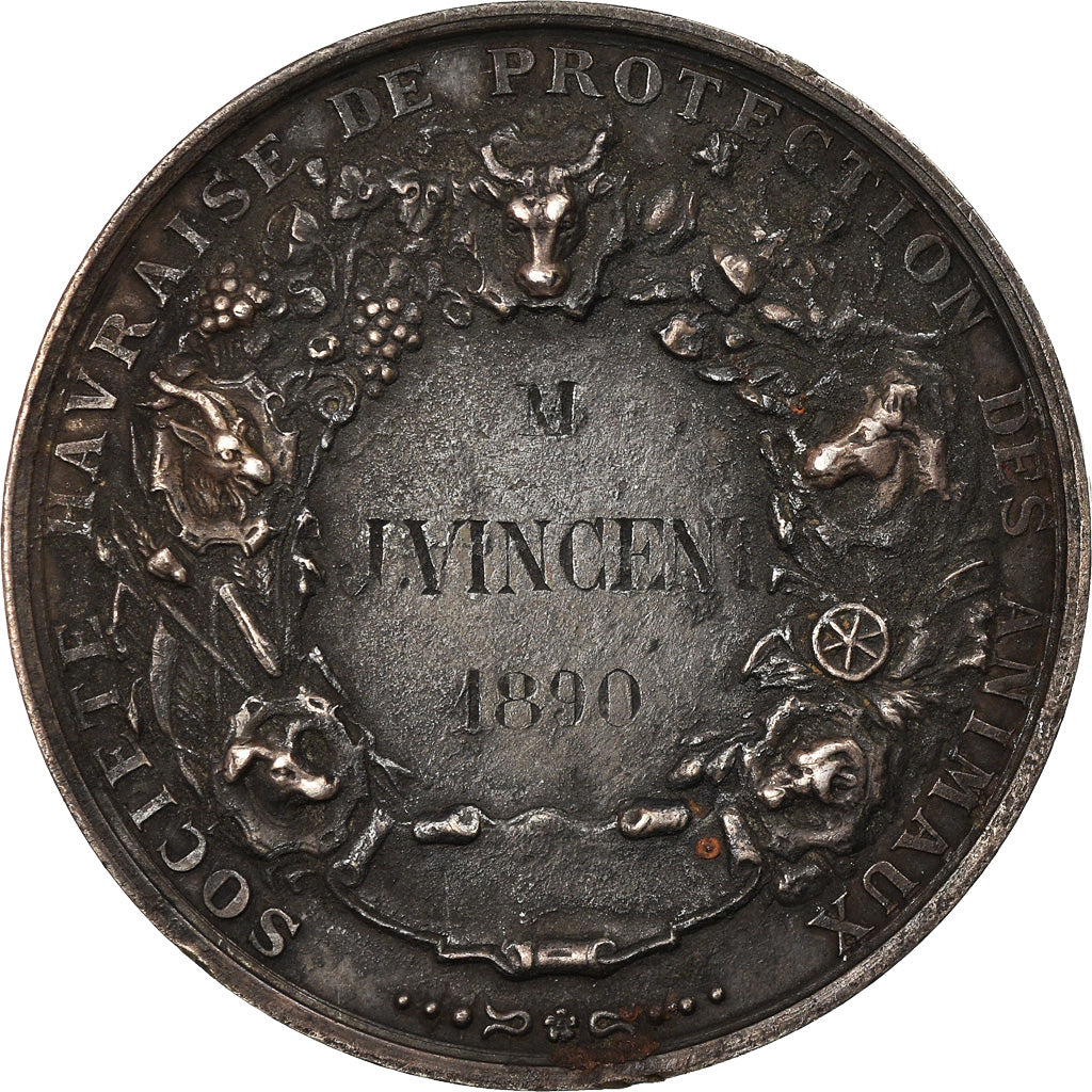 França, Medal, Société Havraise de Protection des Animaux, 1890, AU(50-53)