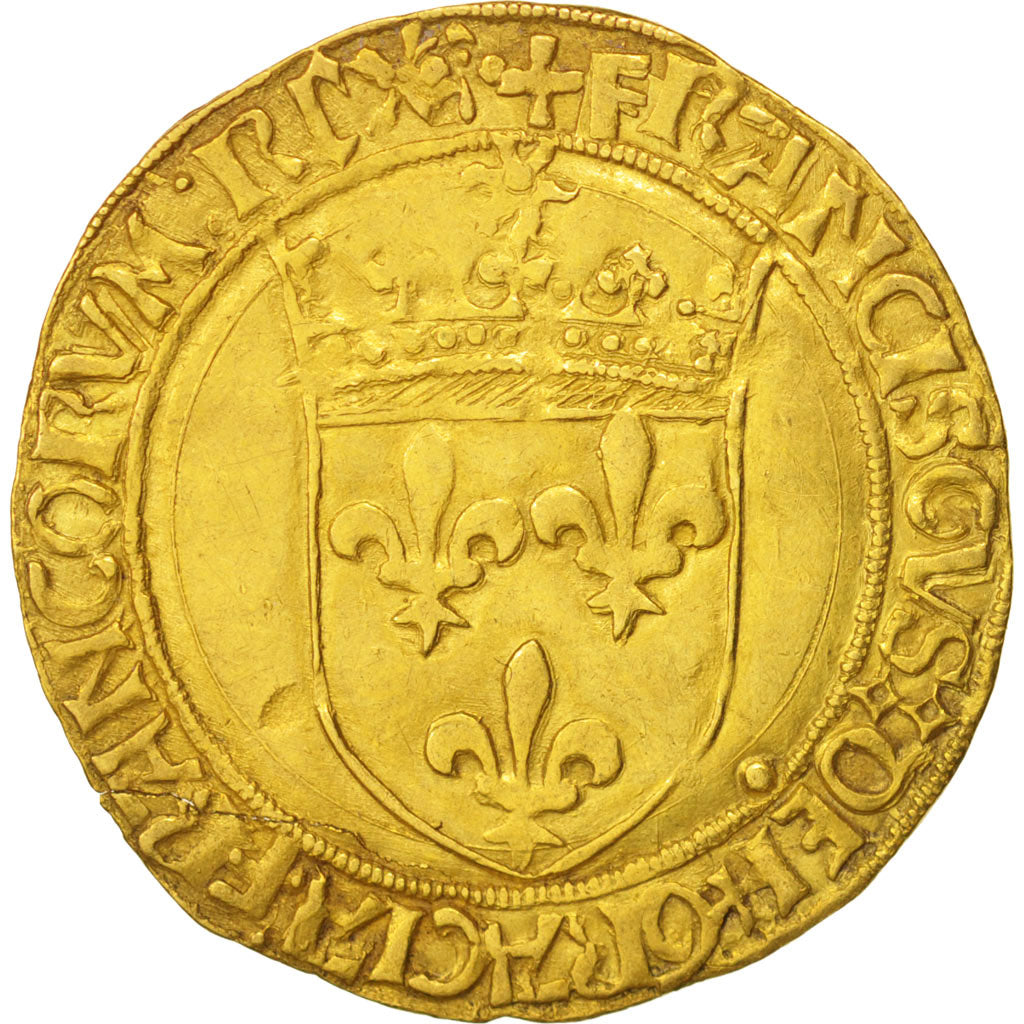 Francia, François Ier, Ecu d'or 2nd type, Lyons, MBC+, Oro, Duplessy:771