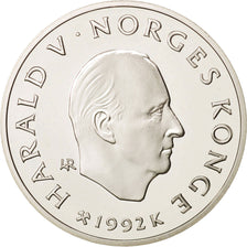 Norway, Harald V, 50 Kroner, 1992, MS(65-70), Silver, KM:439