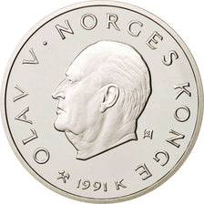 Moneta, Norvegia, Olav V, 50 Kroner, 1991, FDC, Argento, KM:431