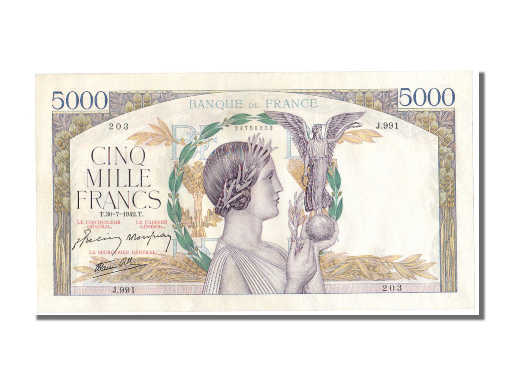 Banknote, France, 5000 Francs, 5 000 F 1934-1944 ''Victoire'', 1942, 1942-07-30