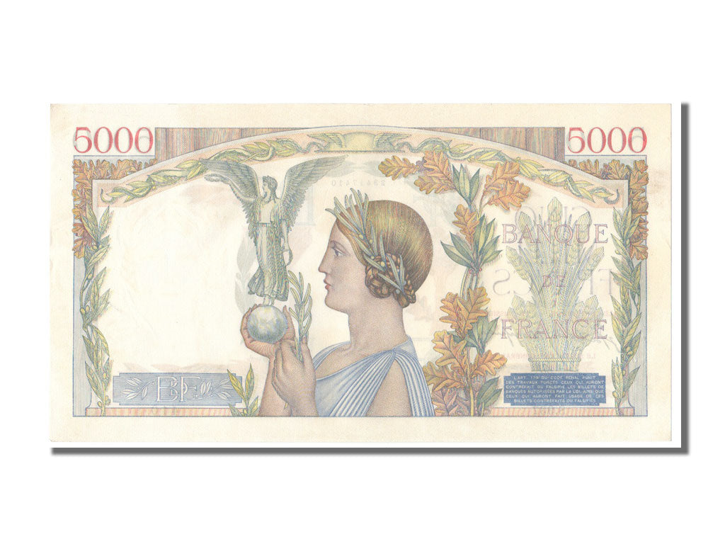 Geldschein, Frankreich, 5000 Francs, 5 000 F 1934-1944 ''Victoire'', 1942