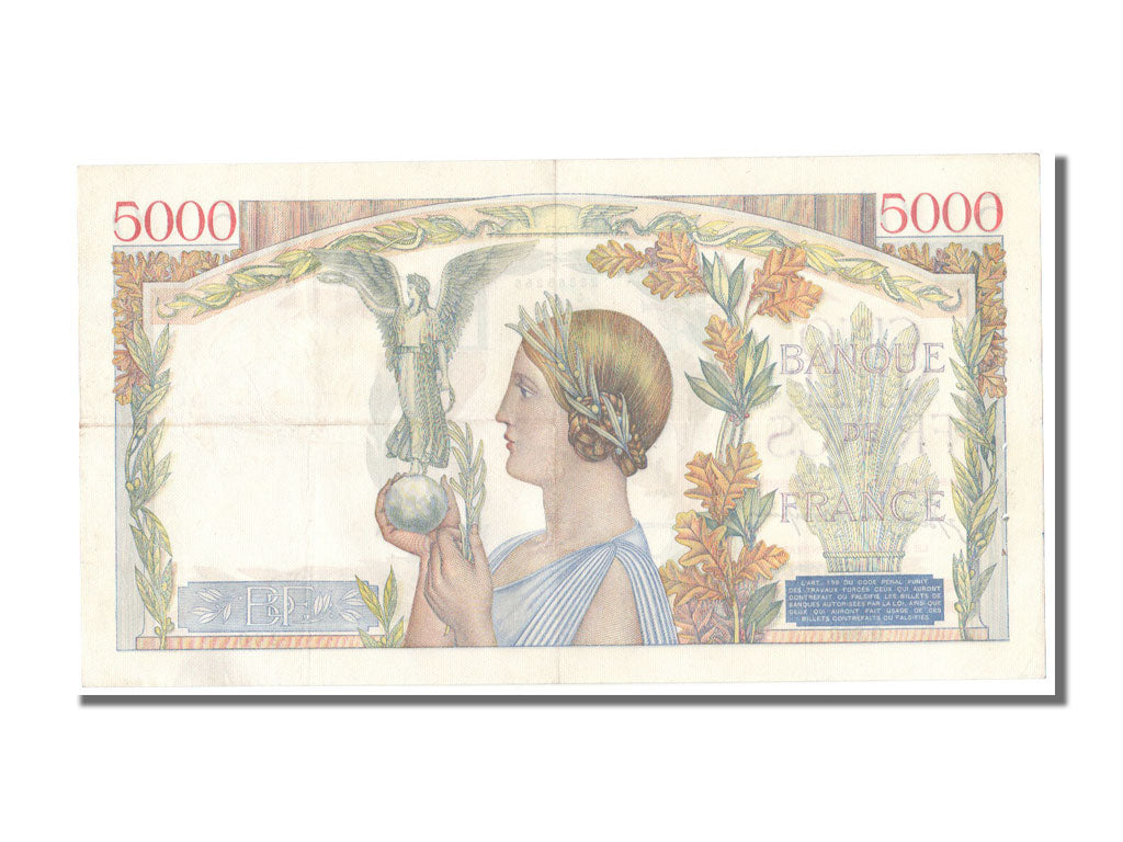 Geldschein, Frankreich, 5000 Francs, 5 000 F 1934-1944 ''Victoire'', 1942