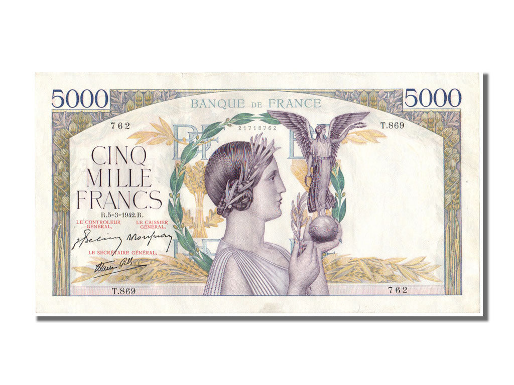 Banknote, France, 5000 Francs, 5 000 F 1934-1944 ''Victoire'', 1942, 1942-03-05