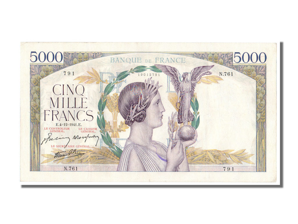 Banknote, France, 5000 Francs, 5 000 F 1934-1944 ''Victoire'', 1941, 1941-12-04