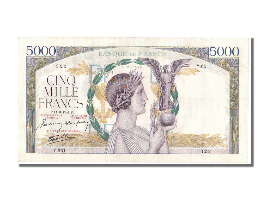 Banconote, Francia, 5000 Francs, 5 000 F 1934-1944 ''Victoire'', 1941