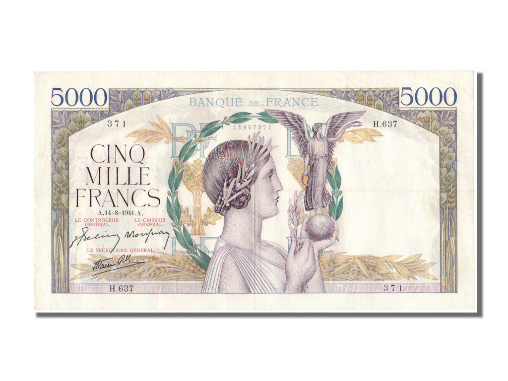 Billet, France, 5000 Francs, 5 000 F 1934-1944 ''Victoire'', 1941, 1941-08-14