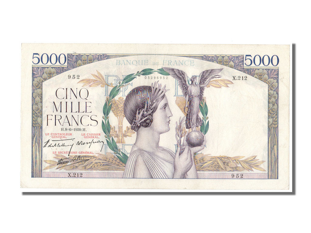 Biljet, Frankrijk, 5000 Francs, 5 000 F 1934-1944 ''Victoire'', 1939