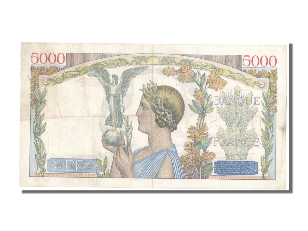 Banknot, Francja, 5000 Francs, Victoire, 1939, 1939-03-02, AU(50-53)