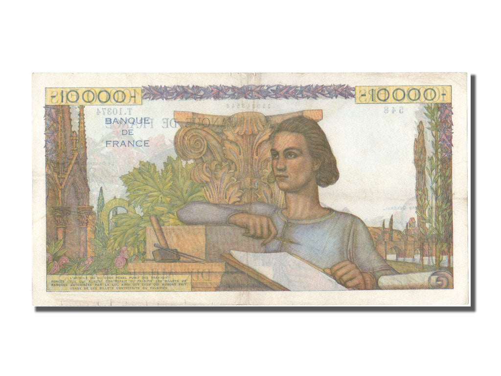 France, 10,000 Francs, 10 000 F 1945-1956 ''Génie Français'', 1956, KM #132d, 19