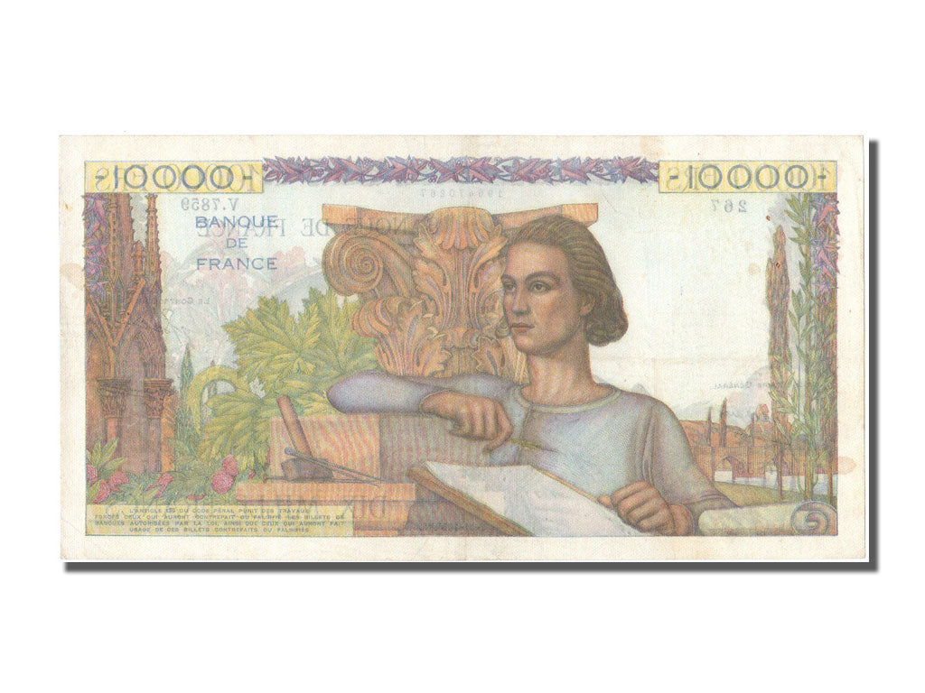 France, 10,000 Francs, 10 000 F 1945-1956 ''Génie Français'', 1954, KM #132d, 19