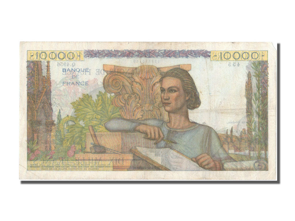 France, 10,000 Francs, 10 000 F 1945-1956 ''Génie Français'', 1953, KM #132d, 19