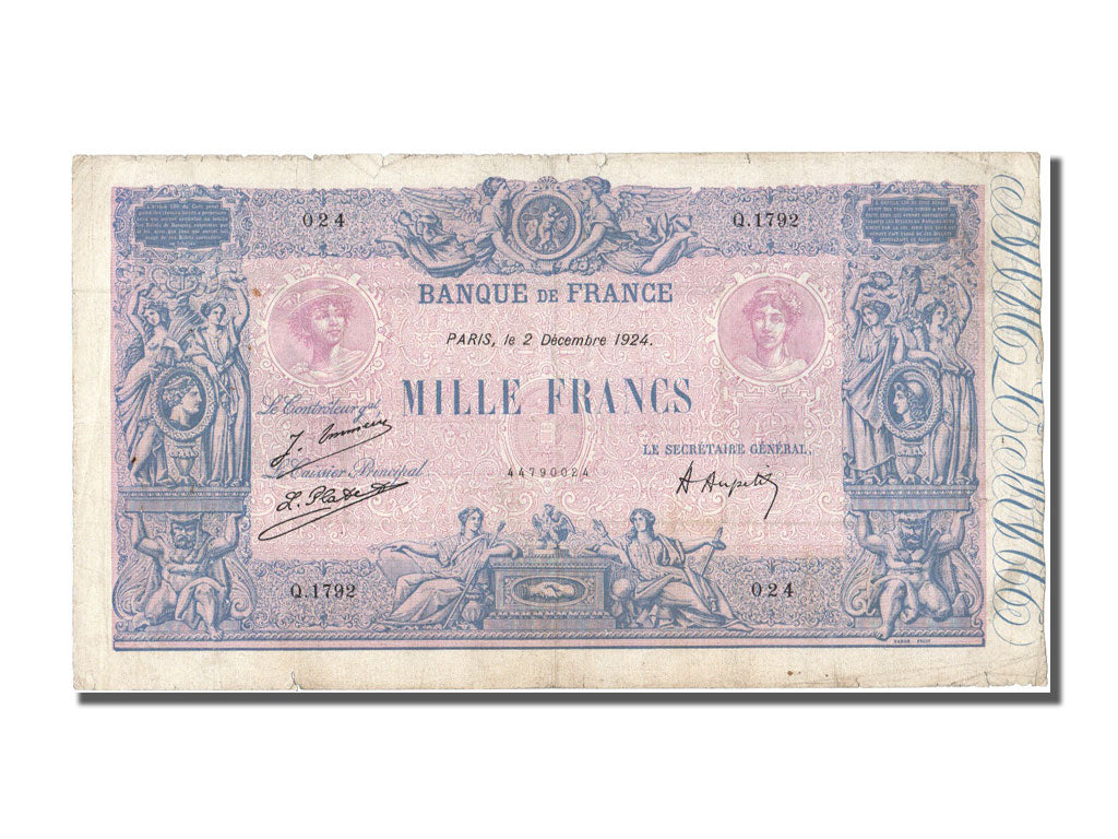 1000 Francs Type Bleu et Rose