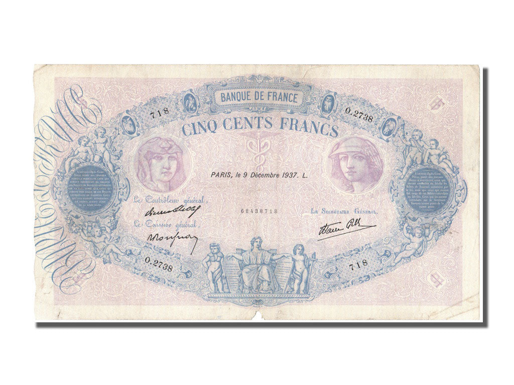 Billet, France, 500 Francs, 500 F 1888-1940 ''Bleu et Rose'', 1937, 1937-12-09