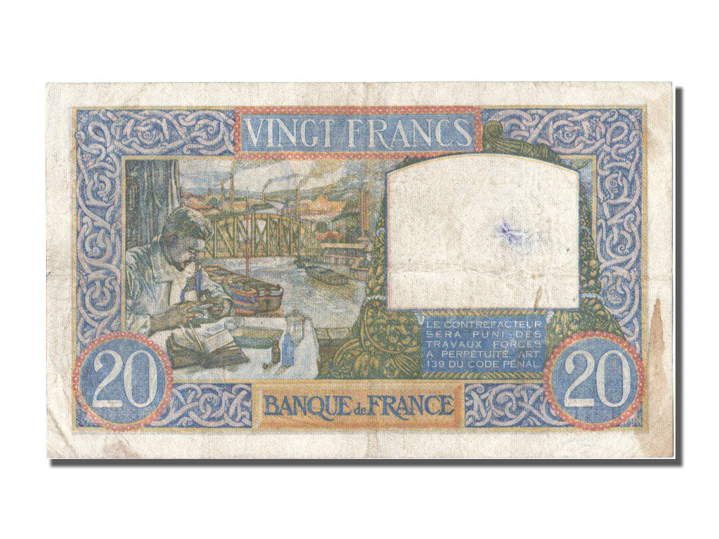 France, 20 Francs, 20 F 1939-1942 ''Science et Travail'', 1940, KM #92a,...