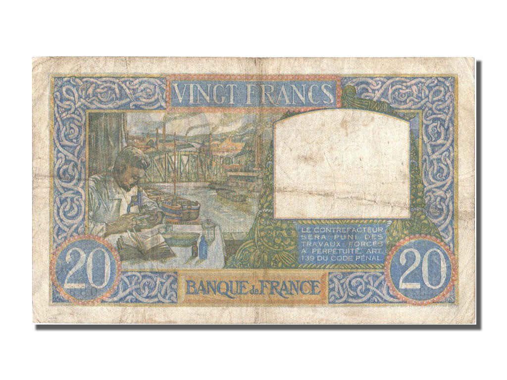 Banknote, France, 20 Francs, 20 F 1939-1942 ''Science et Travail'', 1941