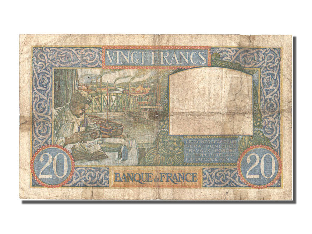 France, 20 Francs, 20 F 1939-1942 ''Science et Travail'', 1941, KM #92b,...