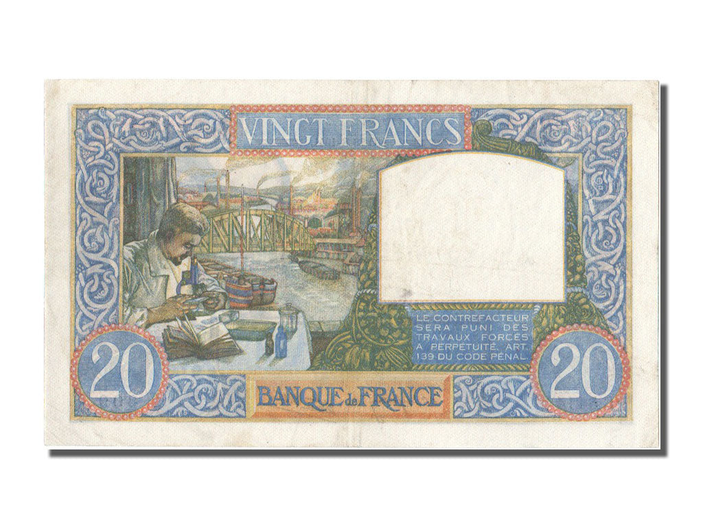 France, 20 Francs, 20 F 1939-1942 ''Science et Travail'', 1941, KM #92b,...