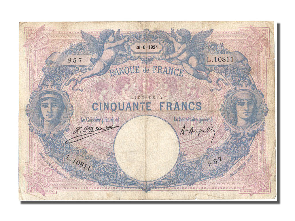 Banconote, Francia, 50 Francs, 50 F 1889-1927 ''Bleu et Rose'', 1924