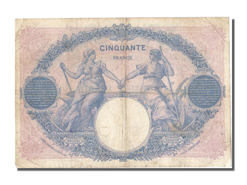 Banconote, Francia, 50 Francs, 50 F 1889-1927 ''Bleu et Rose'', 1924