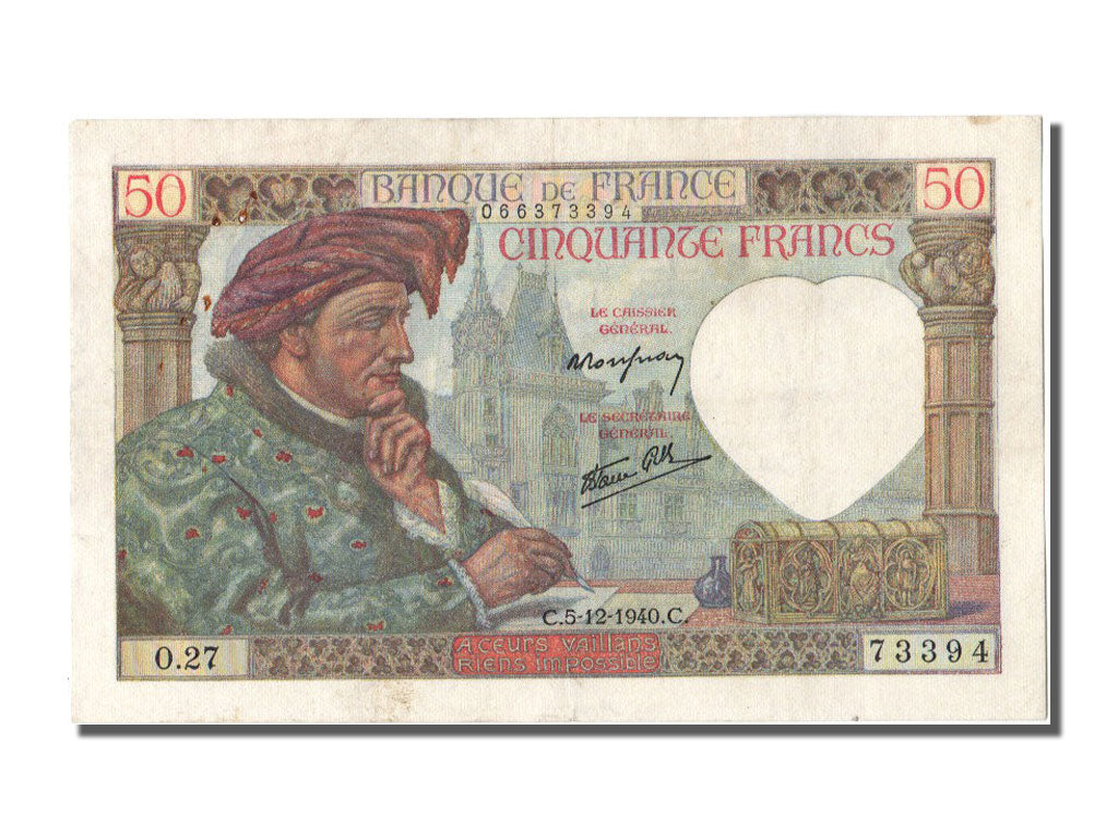 Billet, France, 50 Francs, 50 F 1940-1942 ''Jacques Coeur'', 1940, 1940-12-05