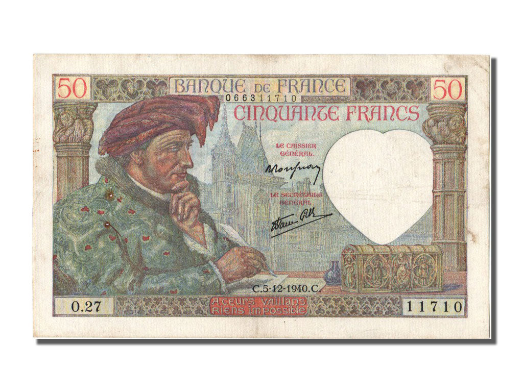 Billet, France, 50 Francs, 50 F 1940-1942 ''Jacques Coeur'', 1940, 1940-12-05