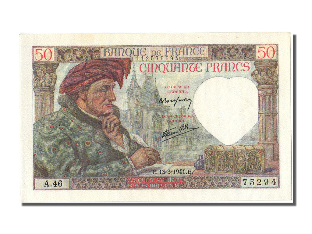 Banknote, France, 50 Francs, 50 F 1940-1942 ''Jacques Coeur'', 1941, 1941-03-13