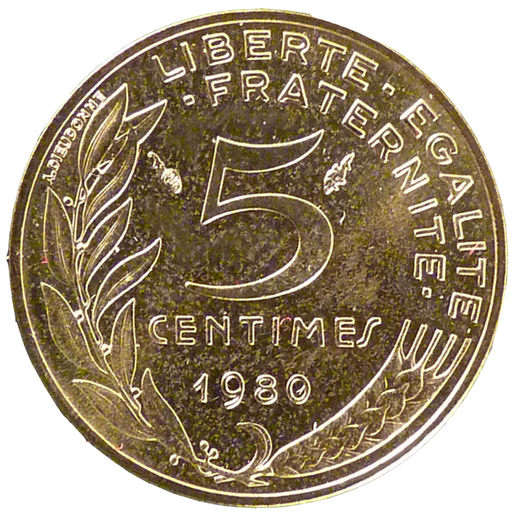 Monnaie, France, Marianne, 5 Centimes, 1980, FDC, Aluminum-Bronze, Gadoury:175