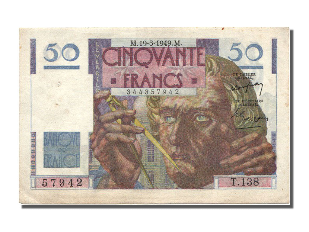 France, 50 Francs, 50 F 1946-1951 ''Le Verrier'', 1949, KM #127b, 1949-05-19,...