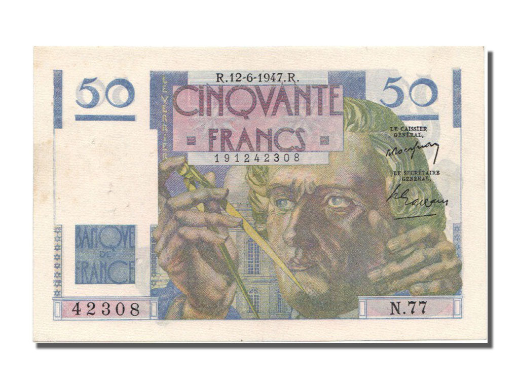 Francia, 50 Francs, 50 F 1946-1951 ''Le Verrier'', 1947, KM:127b, 1947-06-12,...