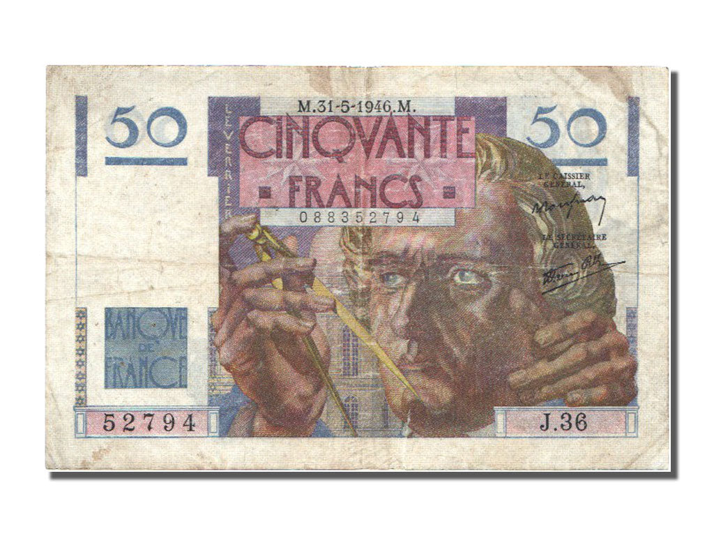 France, 50 Francs, 50 F 1946-1951 ''Le Verrier'', 1946, KM #127a, 1946-05-31,...