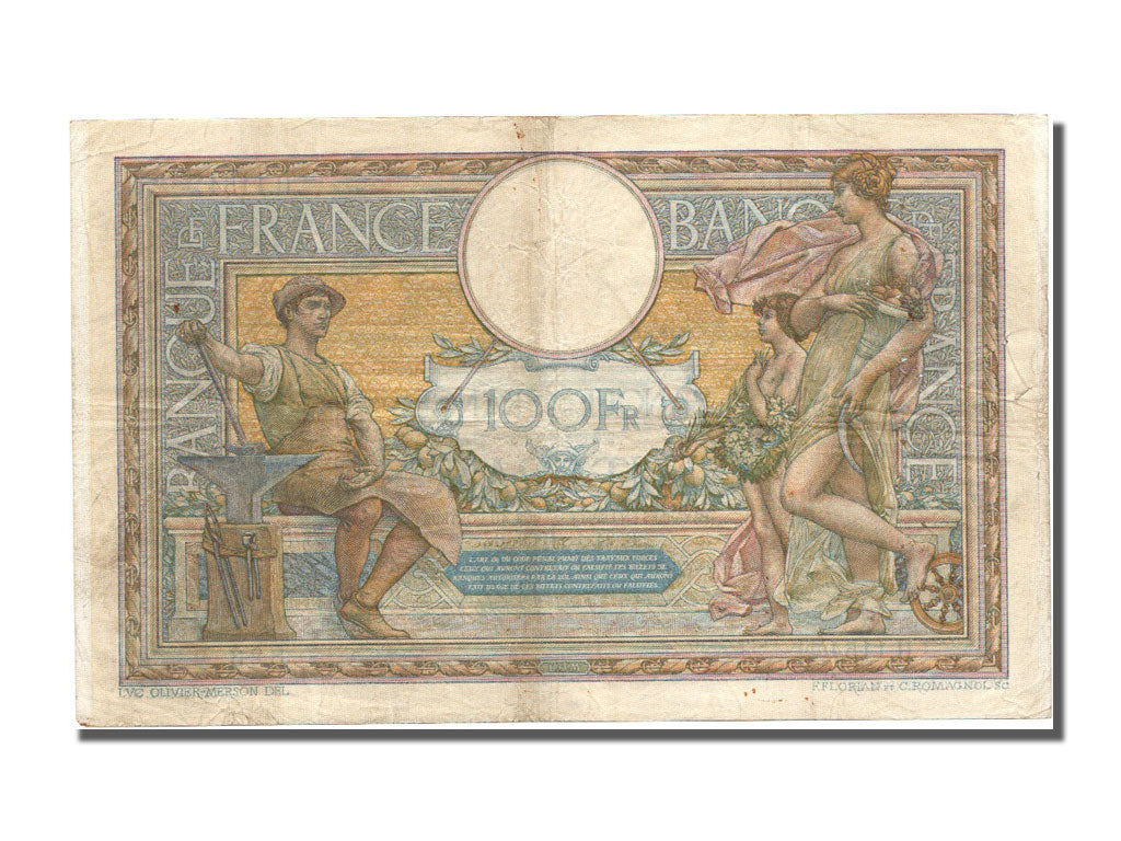 France, 100 Francs, 100 F 1908-1939 ''Luc Olivier Merson'', 1909, KM #71a,...