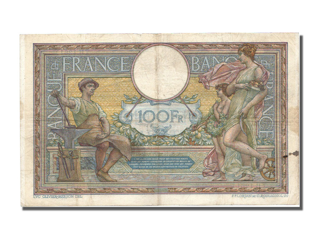 France, 100 Francs, 100 F 1908-1939 ''Luc Olivier Merson'', 1910, KM #71a,...