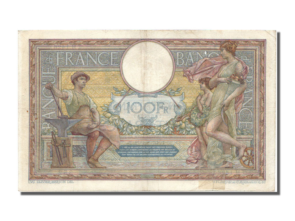 France, 100 Francs, 100 F 1908-1939 ''Luc Olivier Merson'', 1912, KM #71a,...